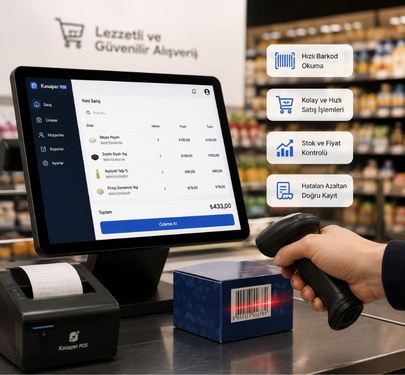 Kasaper POS barkod okuma ekranı